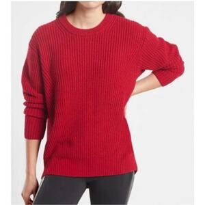 Athleta Sweater Womens Small Red Cascades Cocoon Wool Pullover Knit Crew Neck